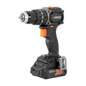 Groz 13 mm / 20V Li-ion Brushless Cordless Impact Drill Driver with 2 Batteries & Charger (Keyless Chuck), BID/13/20-2/L2/EU