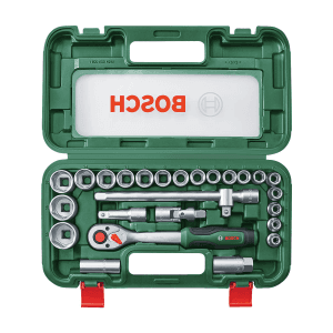 Bosch 26 Pcs Ratchet & Socket Set (1/2 inch Sq. Drive), 1 600 A03 9J7