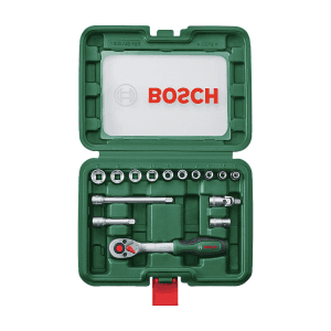 Bosch 15 Pcs Ratchet & Socket Set (1/4 inch Sq. Drive), 1 600 A03 EG1