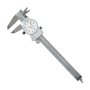 Mitutoyo 150 mm / 6 inch Silver Cover Dial Caliper with Locking screw & Thumb Roller (0.2 inch Per One Revolution), 505-742J