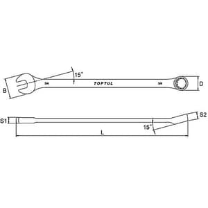 Toptul 3/4 Inch 15° Offset Extra Long Combination Wrench (Mirror Polished), ACEL2424