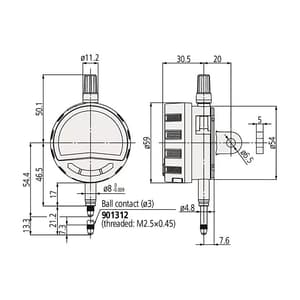 Mitutoyo 0 - 12.7 mm Absolute Digital Indicator with Flat Back Plate & Switchable Analog Bar Resolution (ID-C Series), 543-710B