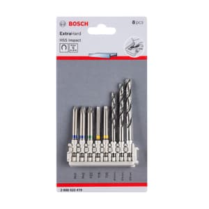 Bosch 8 Pcs Pick & Click Extra Hard Screwdriver Bits & HSS Impact Drill Bit Mixed Set, 2 608 522 419