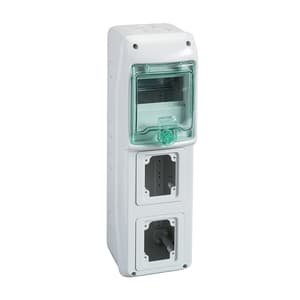 Schneider Electric 5 Module x 2 Opening Enclosure Suitable To Mount Modular Devices And PratiKa 16A / 32A Socket (Weather Proof), 13178