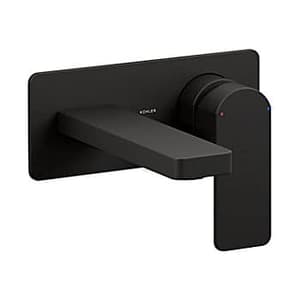 Kohler Parallel Single Control Wall Mount Basin / Lavatory Faucet Trim with Valve In Matte Black Finish, K-23485T-4-BL