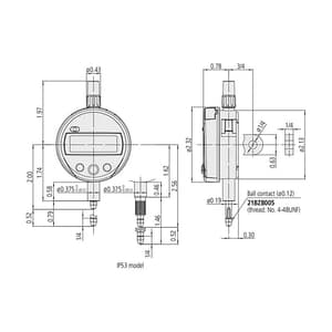 Mitutoyo 12.7 mm / 0.5 inch ASME/ANSI Type Absolute Digital Indicator with Lug Back Plate (ID-S Series), 543-783-10