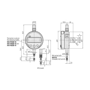 Mitutoyo 12.7 mm / 0.5 inch Absolute Digital Indicator with Lug Back Plate & 0.00005 inch / 0.001 mm Resolution (ID-S Series), 543-791-10