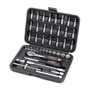 Groz 42 Pcs 1/4 Inch Sq. Drive Hex Socket Set In Blow Moulded Cases, KIT/SKT/H/1-4/42/UG