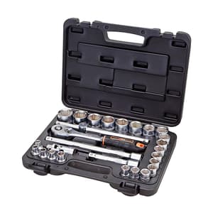 Groz 27 Pcs 1/4 Inch Sq. Drive Hex Socket Set In Blow Moulded Cases, KIT/SKT/H/1-2/27/UG