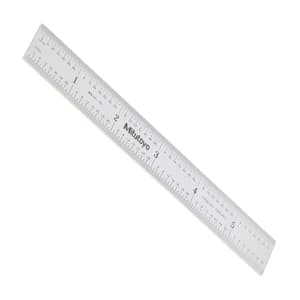 Mitutoyo 150 mm / 6 inch Wide Rigid Steel Ruler (1/32 & 1/64 inch Graduations), 182-105