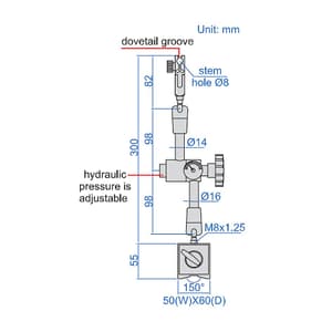 Insize 60 Kgf Hydraulic Universal Magnetic Stand with Hydraulic Indicator, 6232-60
