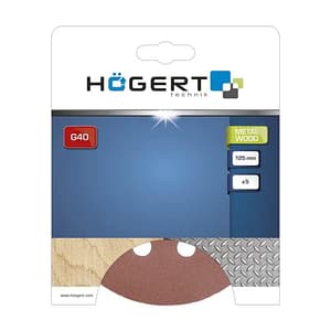 Hogert 125 mm / 80 Grit 8 Holes Velcro Abrasive Disc (Pack of 5 Pcs), HT8D122