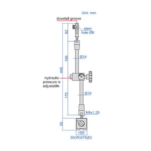 Insize 100 Kgf Hydraulic Universal Magnetic Stand with Hydraulic Indicator, 6232-100
