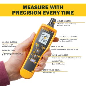 Fluke -30 ~ 99.9°C Temperature Humidity Meter (Internal + External Sensor), 972B