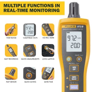 Fluke -30 ~ 99.9°C Temperature Humidity Meter (Internal + External Sensor), 972B