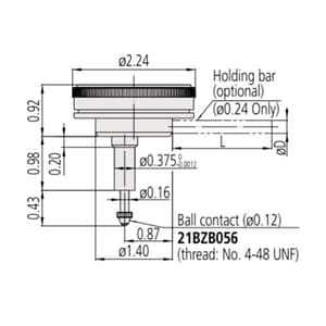 Mitutoyo 0 - 0.04 inch Back Plunger Type Dial Indicator, 2961A