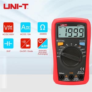 UNI-T 2000 Count Palm-Size Auto Ranging Digital Multimeter with 2mF Capacitance Test, UT33A+