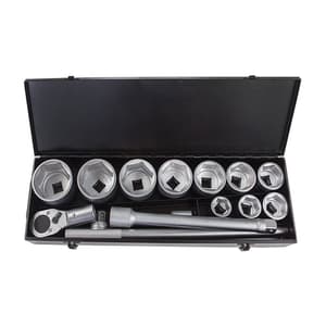 Groz 14 Pcs 1 Inch Sq. Drive Hex Socket Set In Metal Case, KIT/SKT/H/0-1/14/MT