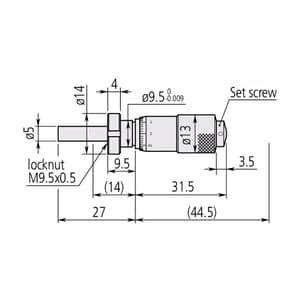 Mitutoyo 0 - 13 mm Standard-type Small Micrometer Head with Clamp Nut, 148-103-10
