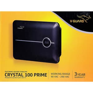 V-Guard 90-290 Voltage Stabilizer For Upto 140 cm 55 Inch Smart/LED TV & Set Top Box, CRYSTAL TT 100 PRIME
