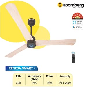 Atomberg Renesa Smart+ 1200 mm IOT enabled Ceiling Fans with BLDC Motor and Remote (Natural Oakwood)