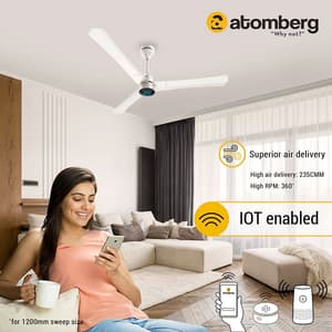 Atomberg Renesa Smart+ 1200 mm IOT enabled Ceiling Fans with BLDC Motor and Remote (Pearl White)
