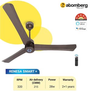 Atomberg Renesa Smart+ 1200 mm IOT enabled Ceiling Fans with BLDC Motor and Remote (Earth Brown)