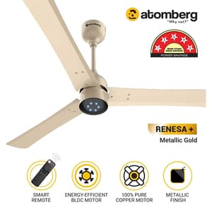Atomberg Renesa+ 1200 mm Energy Efficient Dust Resistant Ceiling Fan With BLDC Motor & Remote (Metallic Gold)