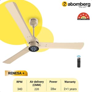 Atomberg Renesa+ 1200 mm Energy Efficient Dust Resistant Ceiling Fan With BLDC Motor & Remote (Metallic Gold)
