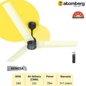 Atomberg Renesa 1200 mm Energy Efficient Ceiling Fan With BLDC Motor & Remote (Ivory & Black)