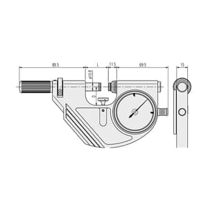 Mitutoyo 0 - 25 mm Dial Snap Meter (IP54), 523-121