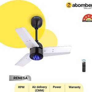 Atomberg Renesa 600 mm Energy Efficient Ceiling Fan With BLDC Motor & Remote (White & Black)