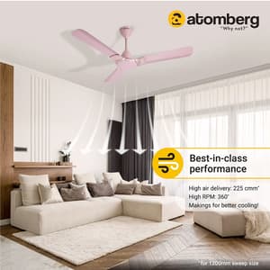 Atomberg Erica 1200 mm Regular Ceiling Fans With BLDC Motor & Remote (Lotus Pink)