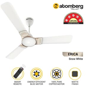 Atomberg Erica 1200 mm Regular Ceiling Fans With BLDC Motor & Remote (White)