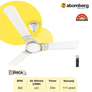 Atomberg Erica 1200 mm Regular Ceiling Fans With BLDC Motor & Remote (White)