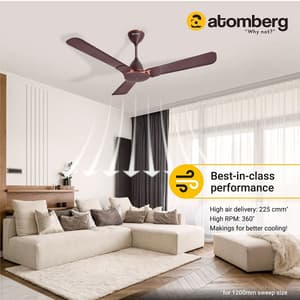 Atomberg Erica 1200 mm Regular Ceiling Fans With BLDC Motor & Remote (Brown)