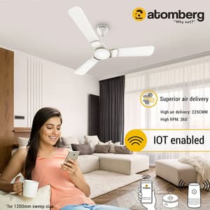 Atomberg Erica 1200 mm Smart Ceiling Fans With BLDC Motor & Remote (White)