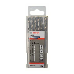 Bosch 6.40 x 101 mm HSS Metal Drill Bits (Pack of 10 Pcs), 2 608 595 335