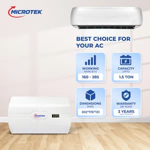 Microtek Smart EM 4160+ 160–285V Automatic Voltage Stabilizer for Air Conditioners (A.C.) upto 1.5 Ton, 899-490-4160