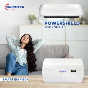 Microtek Smart EM 4160+ 160–285V Automatic Voltage Stabilizer for Air Conditioners (A.C.) upto 1.5 Ton, 899-490-4160