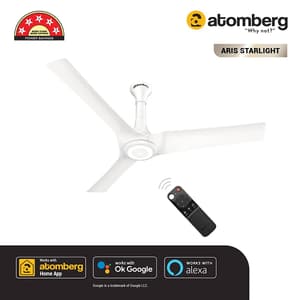 Atomberg Aris Starlight 1200 mm Noiseless Smart Ceiling Fan For Home With IoT & Remote Sleek Design High Air Delivery BLDC Fan (White)