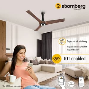 Atomberg Aris Starlight 1200 mm Noiseless Smart Ceiling Fan For Home With IoT & Remote Sleek Design High Air Delivery BLDC Fan (Dark Teakwood)