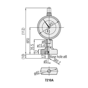 Mitutoyo 0 - 10 mm Dial Depth Gauge with Needle Contact Element, 7210A