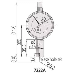 Mitutoyo 0 - 10 mm Dial Depth Gauge with Needle Contact Element (Round Base), 7222A