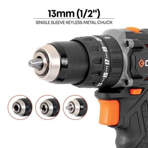Groz 13 mm / 20V Li-ion Brushless Cordless Impact Drill Driver with 2 Batteries & Charger (Keyless Chuck), BID/13/20-2/L2/EU
