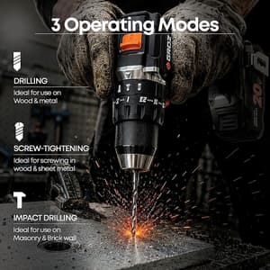 Groz 13 mm / 20V Li-ion Brushless Cordless Impact Drill Driver with 2 Batteries & Charger (Keyless Chuck), BID/13/20-2/L2/EU
