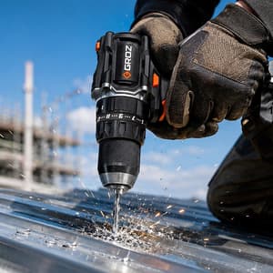 Groz 13 mm / 20V Li-ion Brushless Cordless Impact Drill Driver with 2 Batteries & Charger (Keyless Chuck), BID/13/20-2/L2/EU