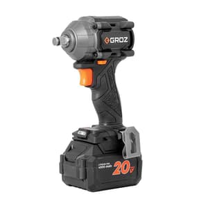 Groz 400 Nm / 20V Li-ion Brushless Cordless Impact Wrench with 2 Batteries & Charger, BIW/1-2/400/20-4/L2/EU