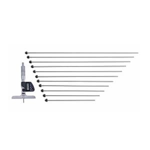 Mitutoyo 12 inch / 304.8 mm Digital Depth Micrometer with 12 Pcs Interchangeable Rods (4 inch Base Width), 329-351-30