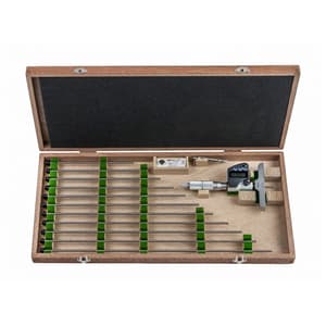 Mitutoyo 12 inch / 304.8 mm Digital Depth Micrometer with 12 Pcs Interchangeable Rods (4 inch Base Width), 329-351-30